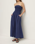 Assembly Label Connie Shirred Dress Imperial Blue