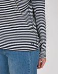 Marlow Uno Rib Long Sleeve Top Indigo Stripe
