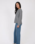 Marlow Uno Rib Long Sleeve Top Indigo Stripe