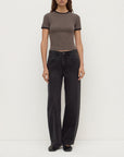 Assembly Label Kourt Contrast Bind Tee Bark Black