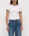 Assembly Label Kourt Contrast Bind Tee White Navy