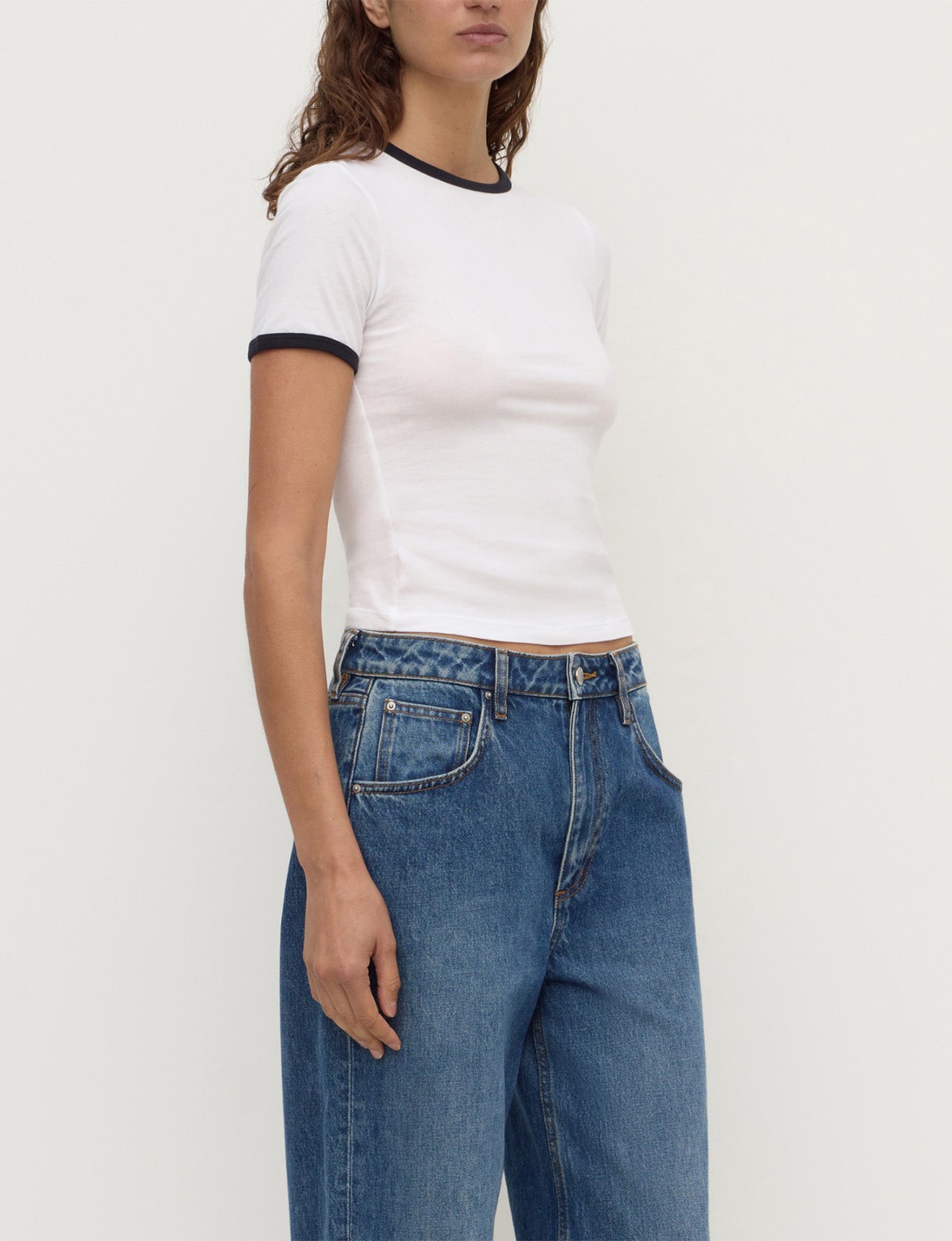Assembly Label Kourt Contrast Bind Tee White Navy