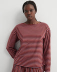 Kowtow Jamie Top Maroon Stack Stripe