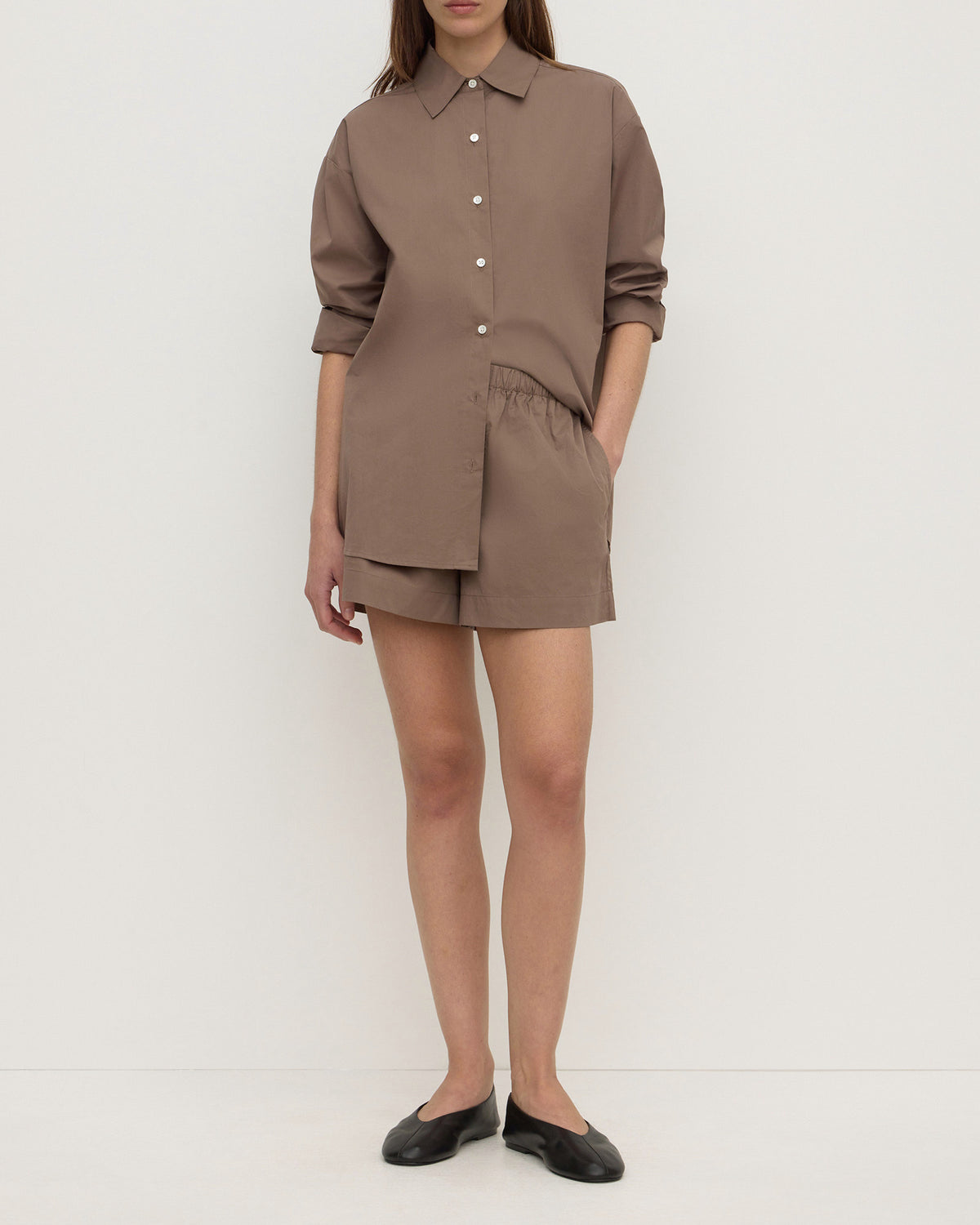 Assembly Label Micha Poplin Shirt Dark Sand