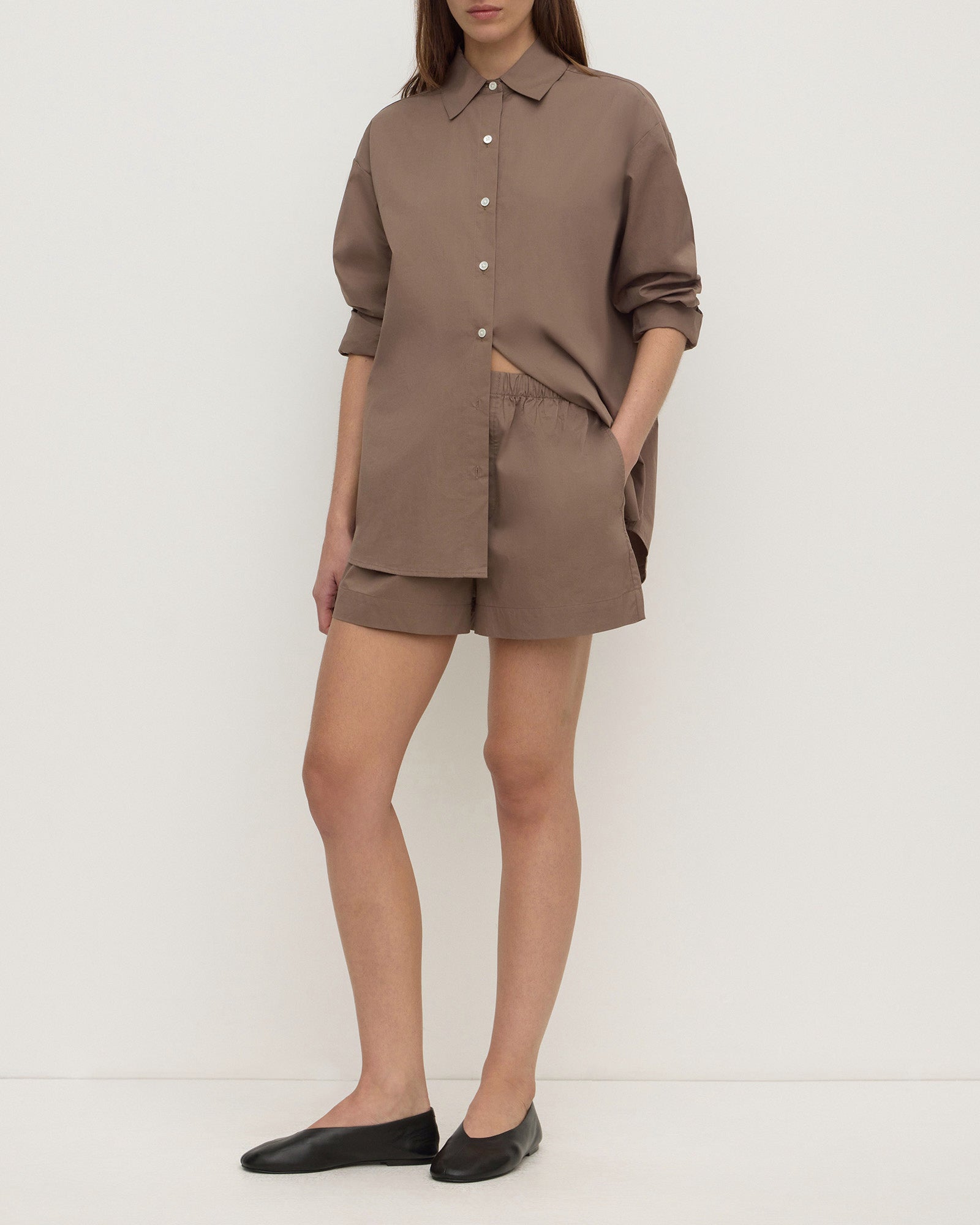 Assembly Label Micha Poplin Shirt Dark Sand