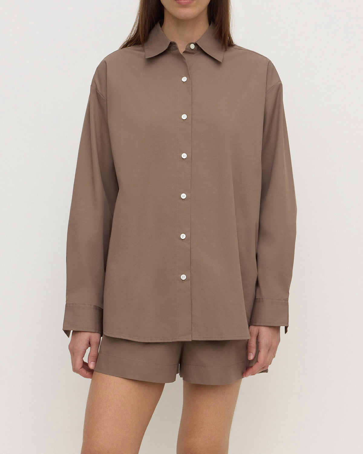 Assembly Label Micha Poplin Shirt Dark Sand