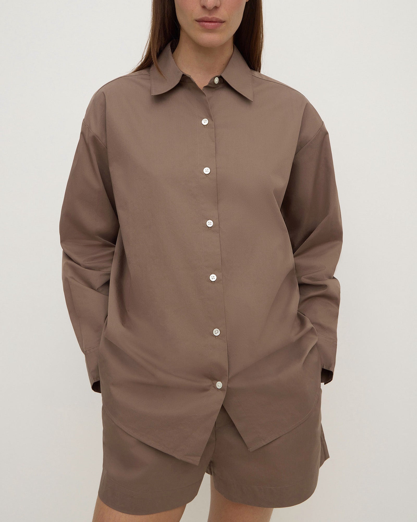 Assembly Label Micha Poplin Shirt Dark Sand