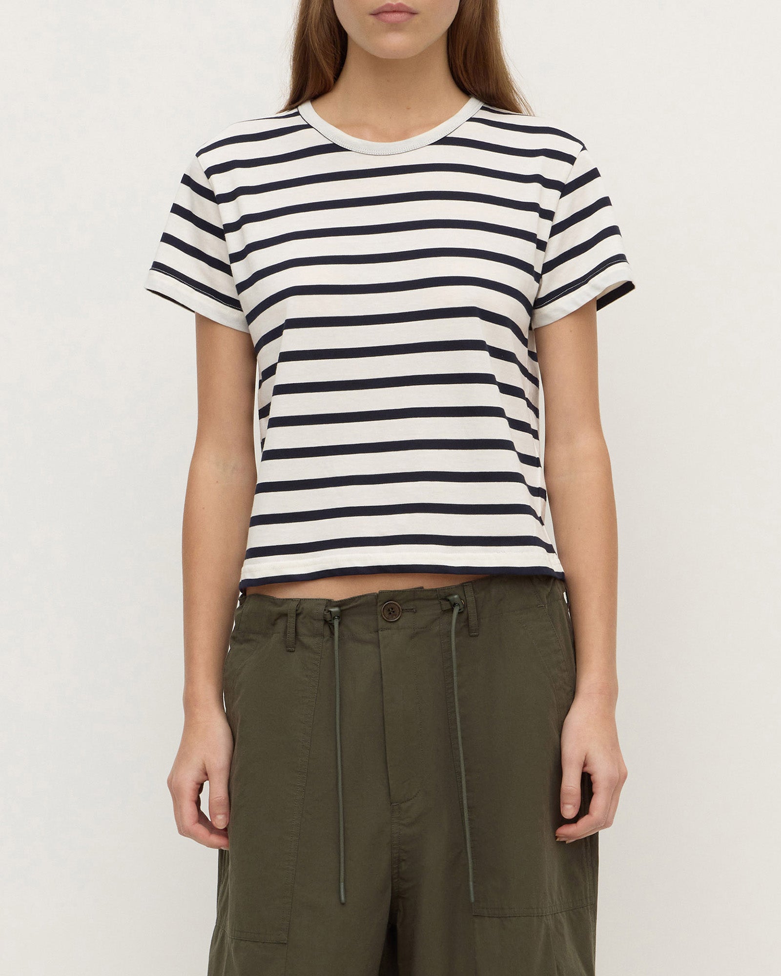 Assembly Label Mollie Stripe Short Sleeve Tee Cream Navy