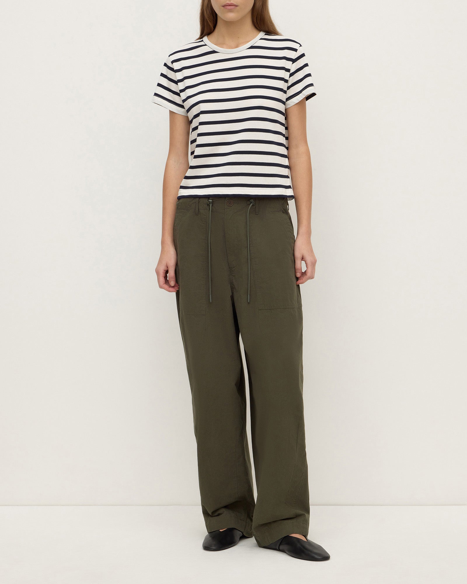 Assembly Label Mollie Stripe Short Sleeve Tee Cream Navy