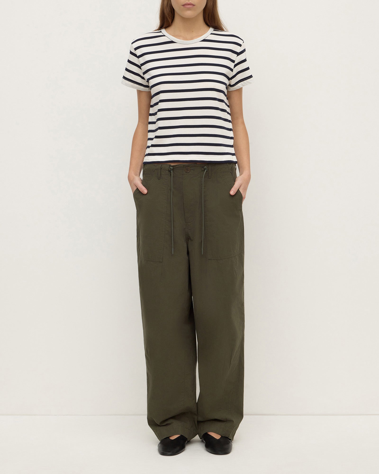 Assembly Label Mollie Stripe Short Sleeve Tee Cream Navy