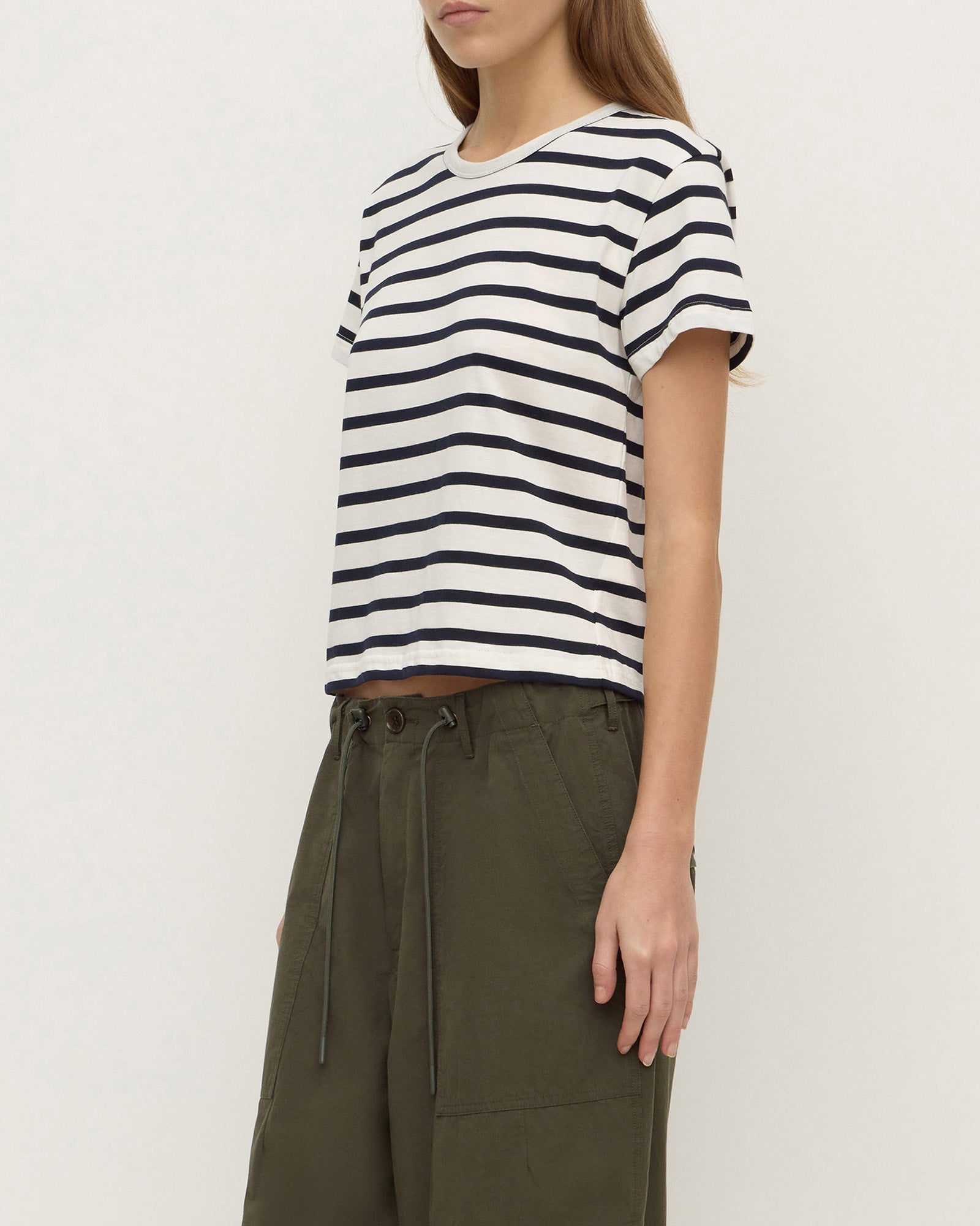 Assembly Label Mollie Stripe Short Sleeve Tee Cream Navy