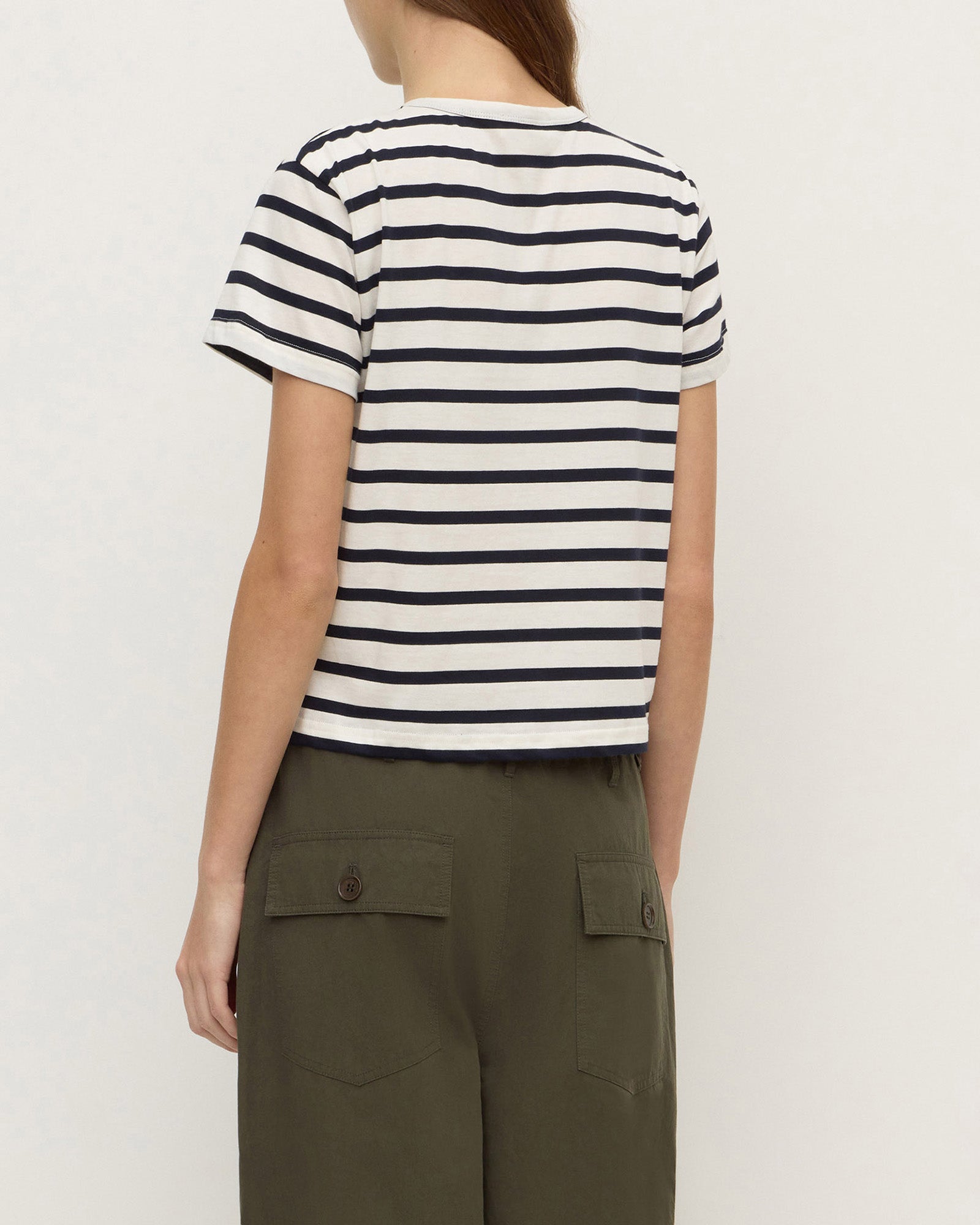 Assembly Label Mollie Stripe Short Sleeve Tee Cream Navy