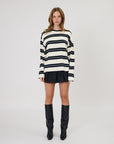 Remain Miller Long Sleeve Tee Ivory Black Stripe