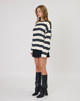 Remain Miller Long Sleeve Tee Ivory Black Stripe
