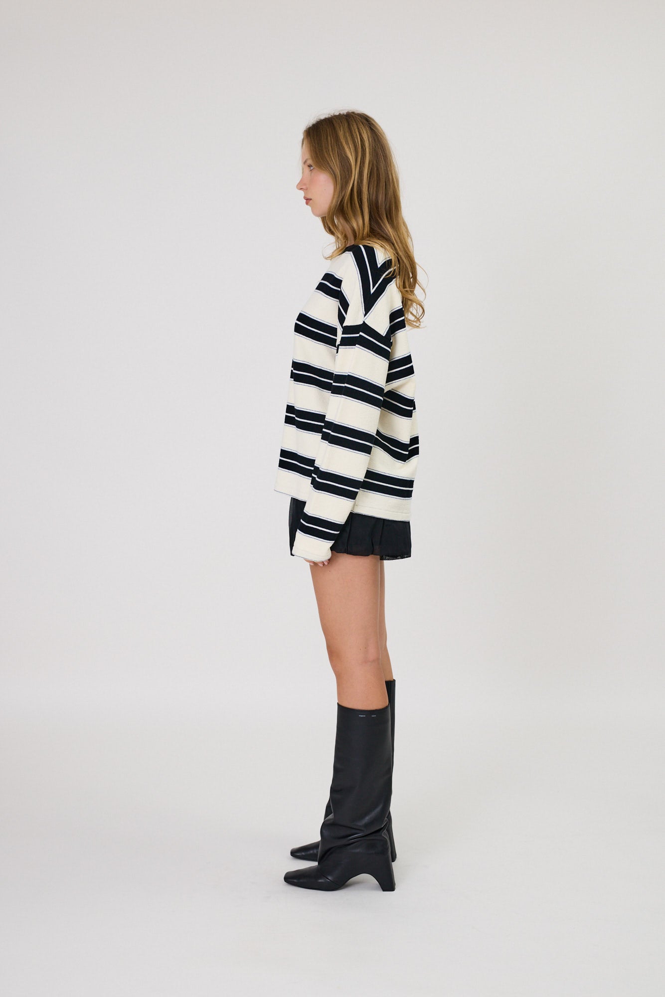 Remain Miller Long Sleeve Tee Ivory Black Stripe