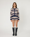 Remain Bowie Cardigan Indigo Stripe