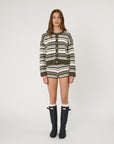 Remain Bowie Cardigan Olive Stripe