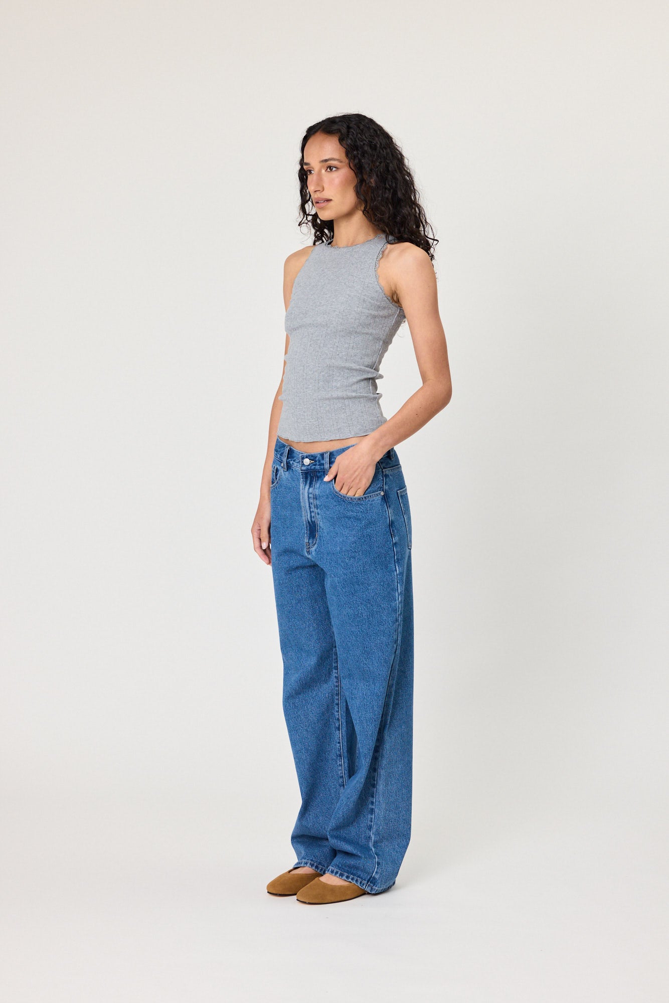 Remain Poppy Tank Grey Marle