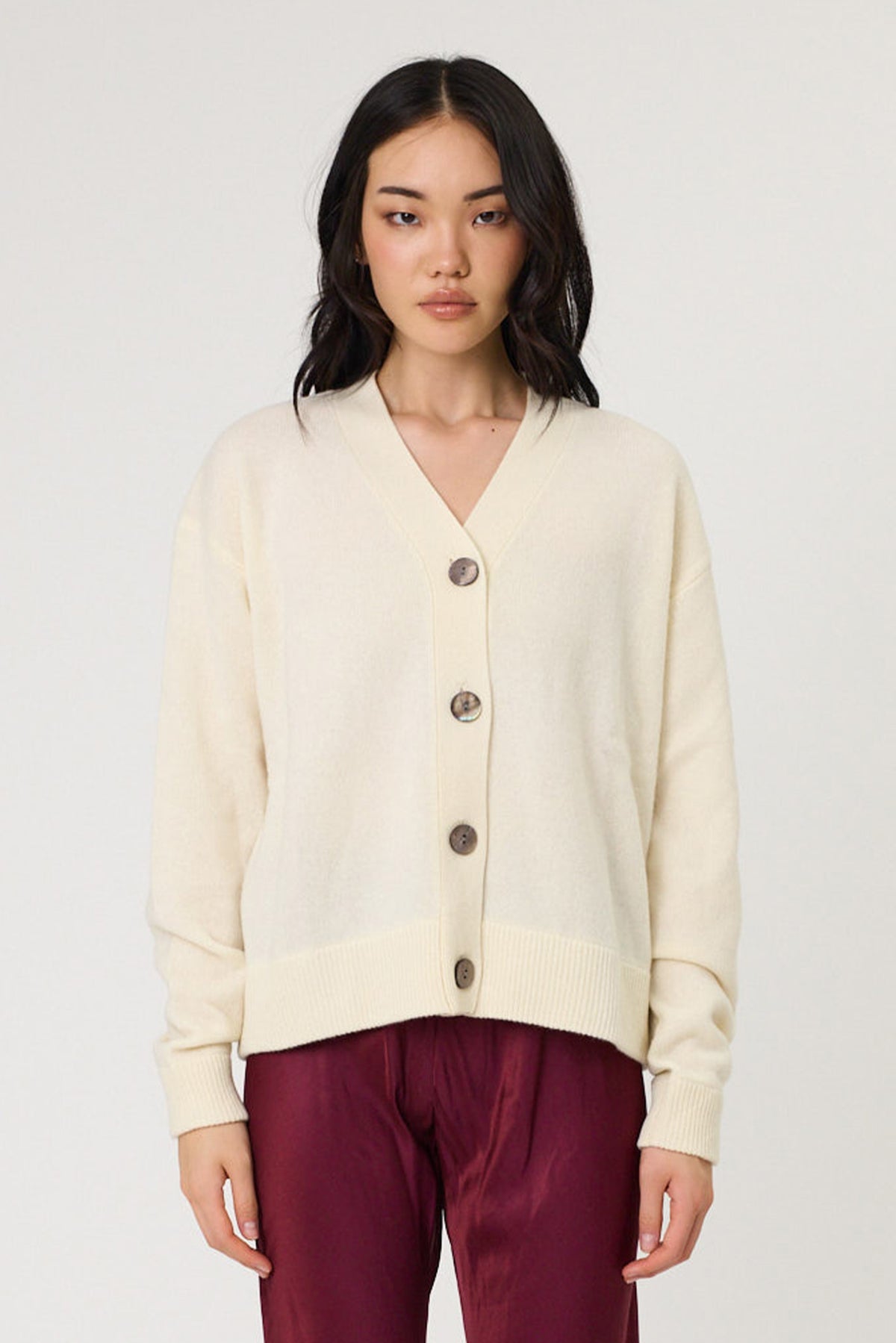 Noa Floral Shrunken Cardigan White