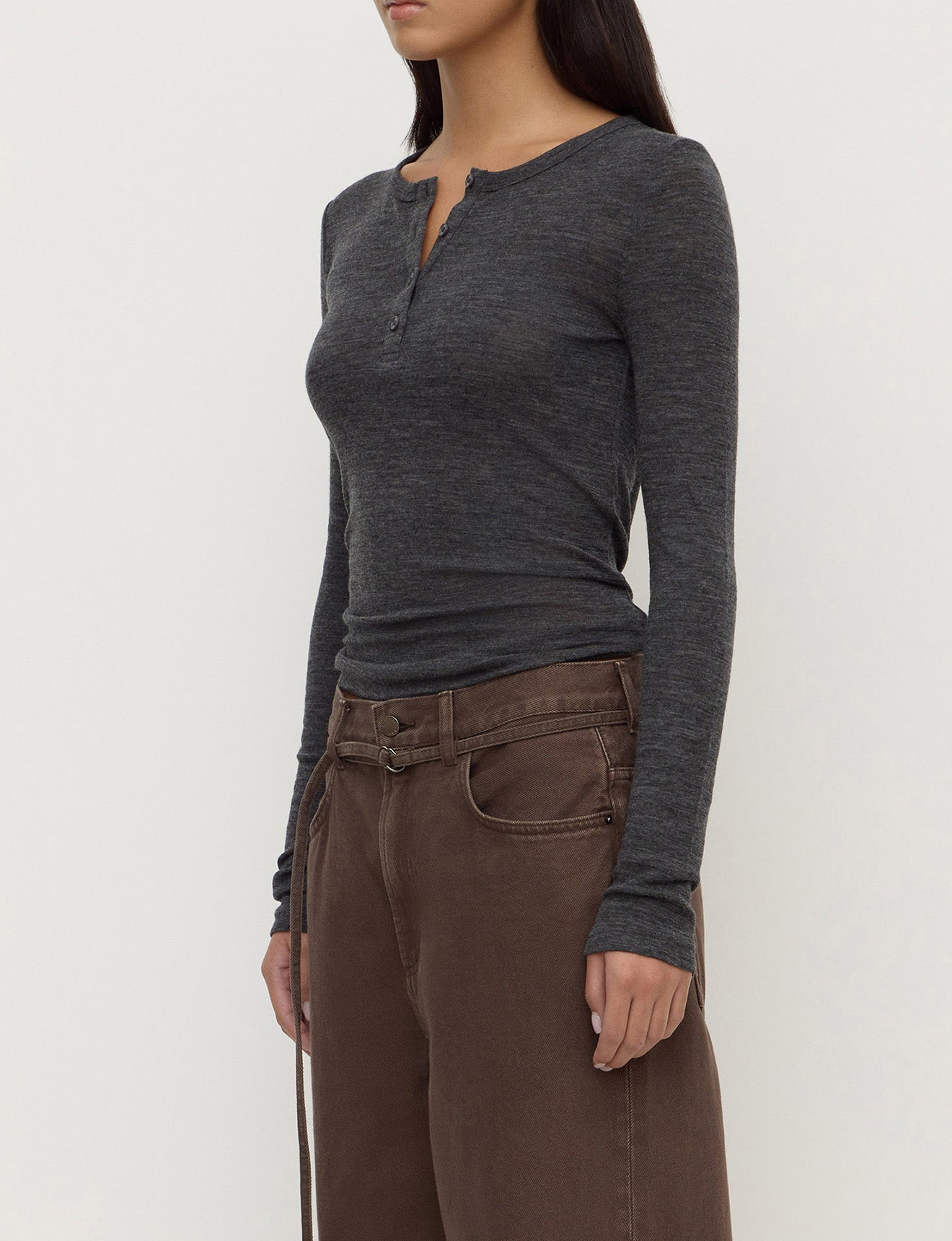 Assembly Label Nora Merino Wool Henley Charcoal