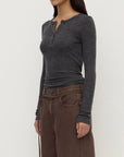 Assembly Label Nora Merino Wool Henley Charcoal