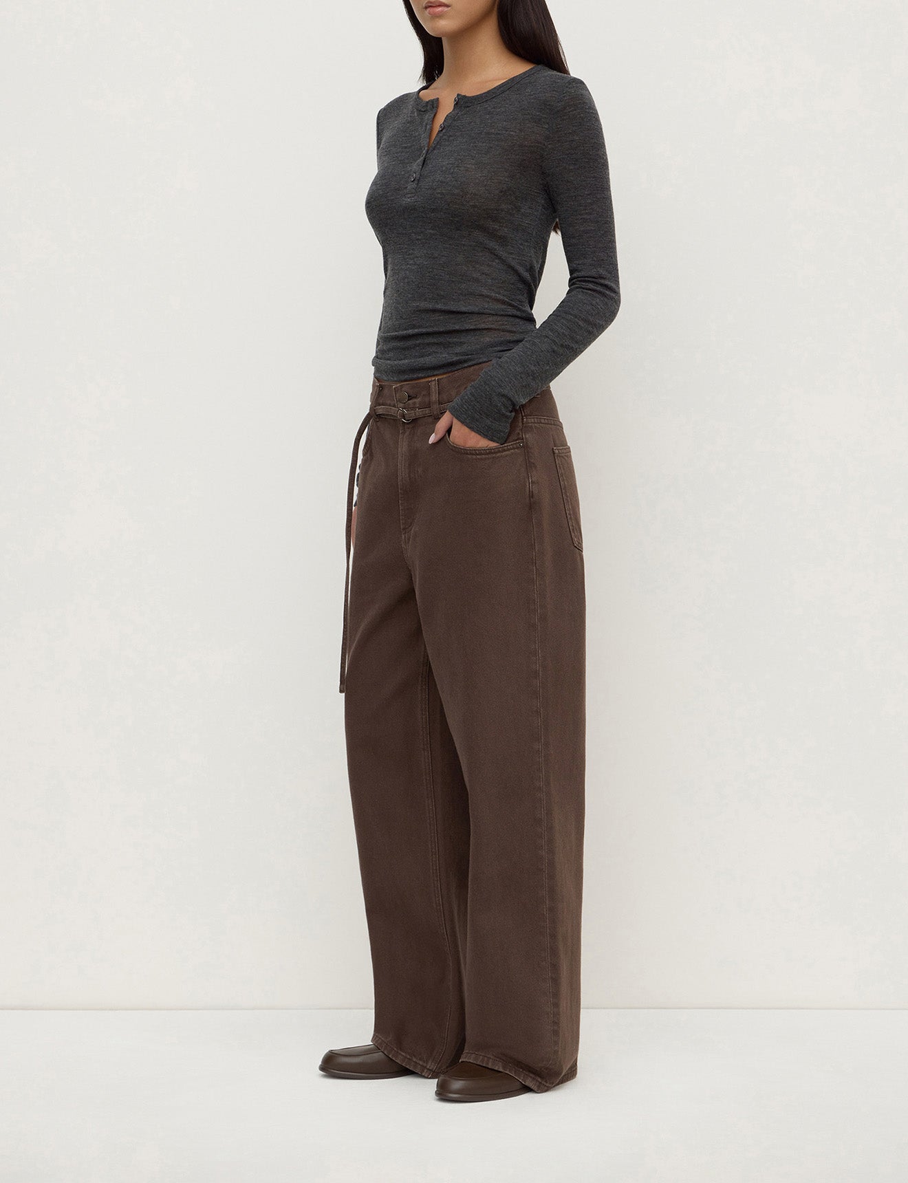 Assembly Label Nora Merino Wool Henley Charcoal