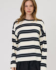 Remain Miller Long Sleeve Tee Ivory Black Stripe