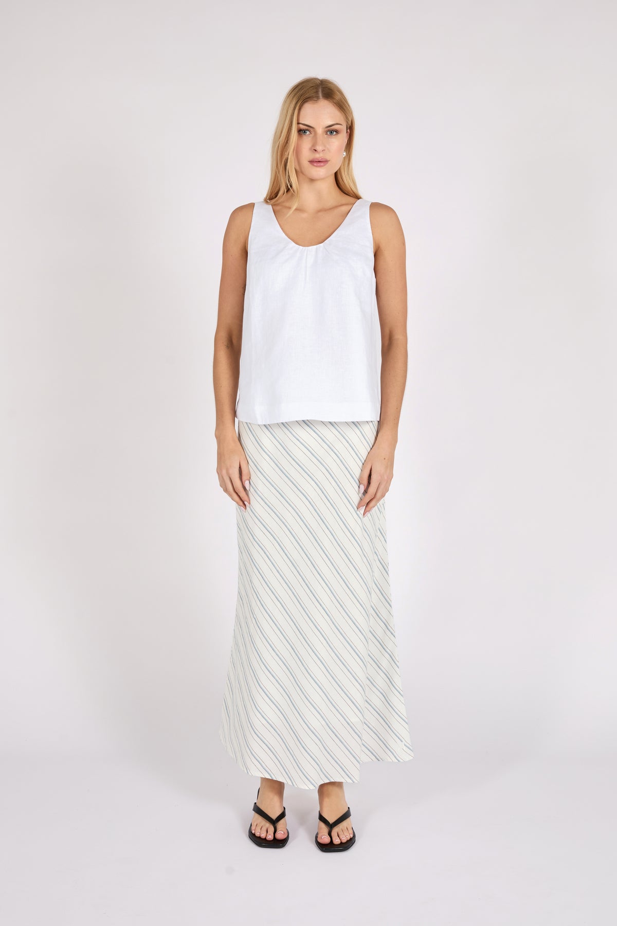 Marlow Riptide Linen Tank White