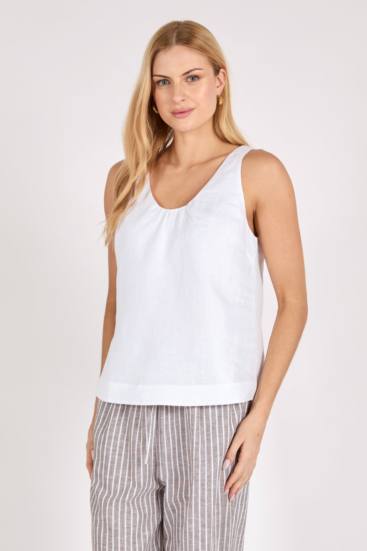 Marlow Riptide Linen Tank White