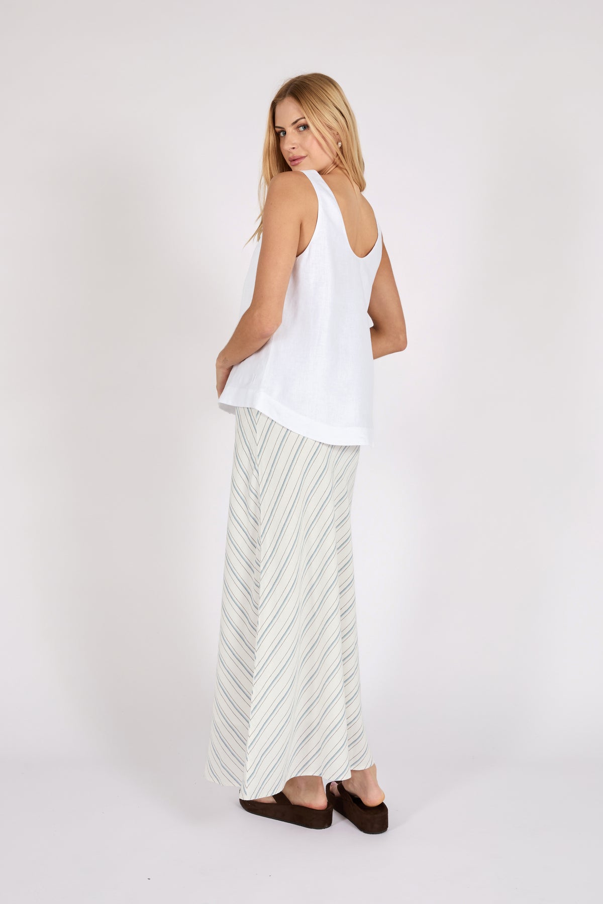 Marlow Riptide Linen Tank White