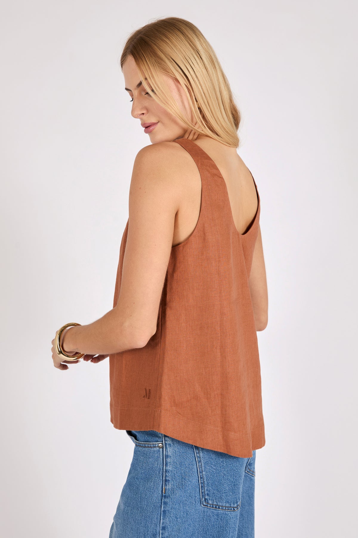 Marlow Riptide Linen Tank Rust