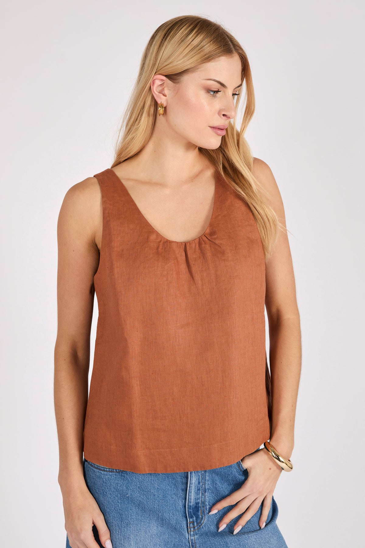Marlow Riptide Linen Tank Rust