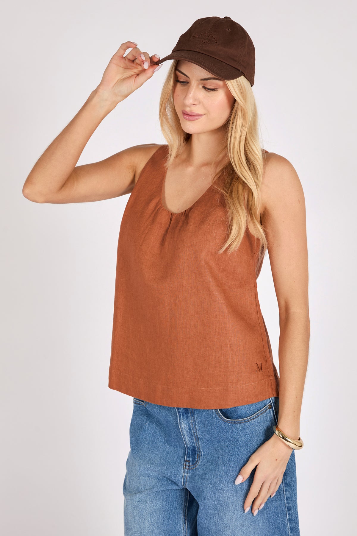 Marlow Riptide Linen Tank Rust