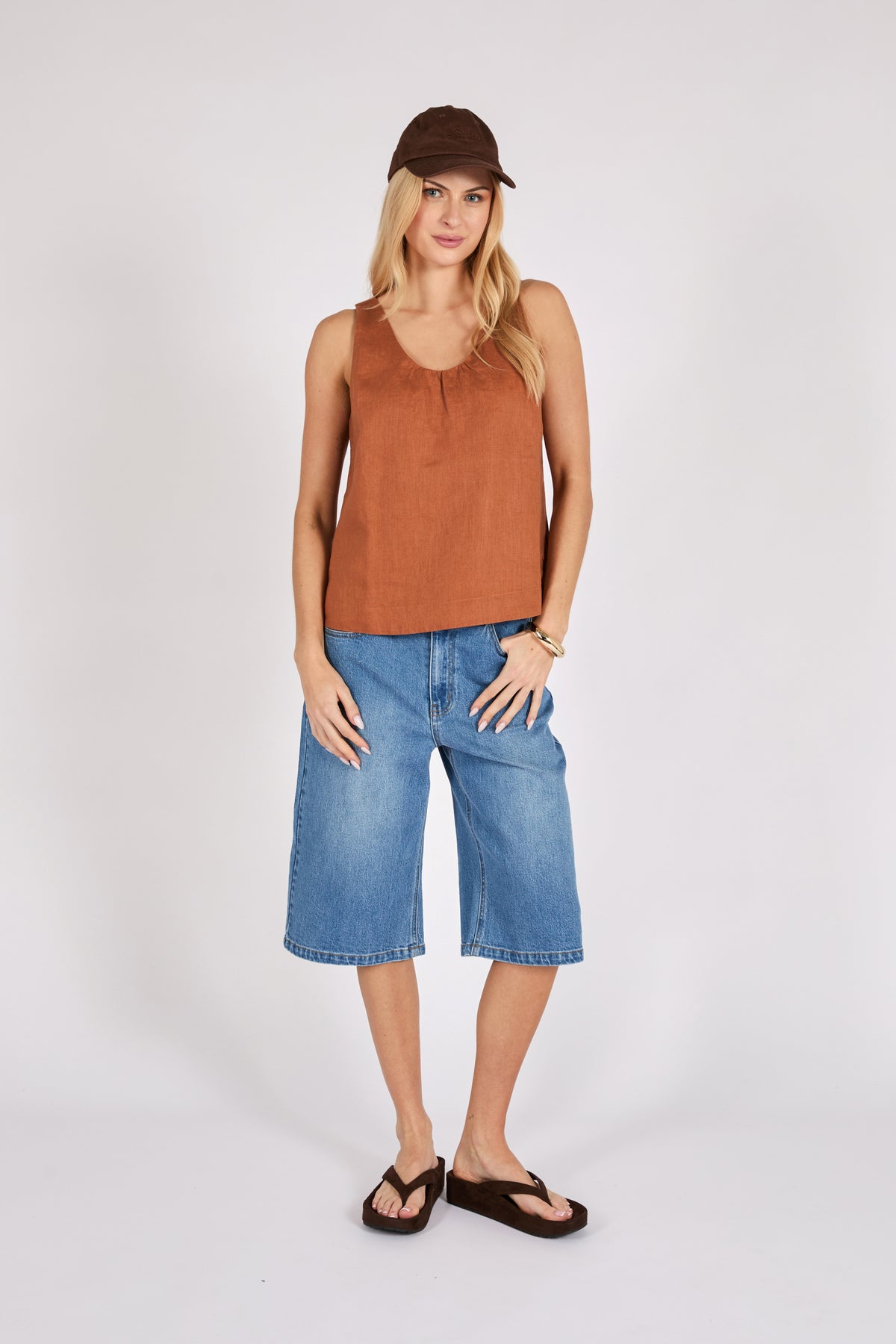 Marlow Riptide Linen Tank Rust