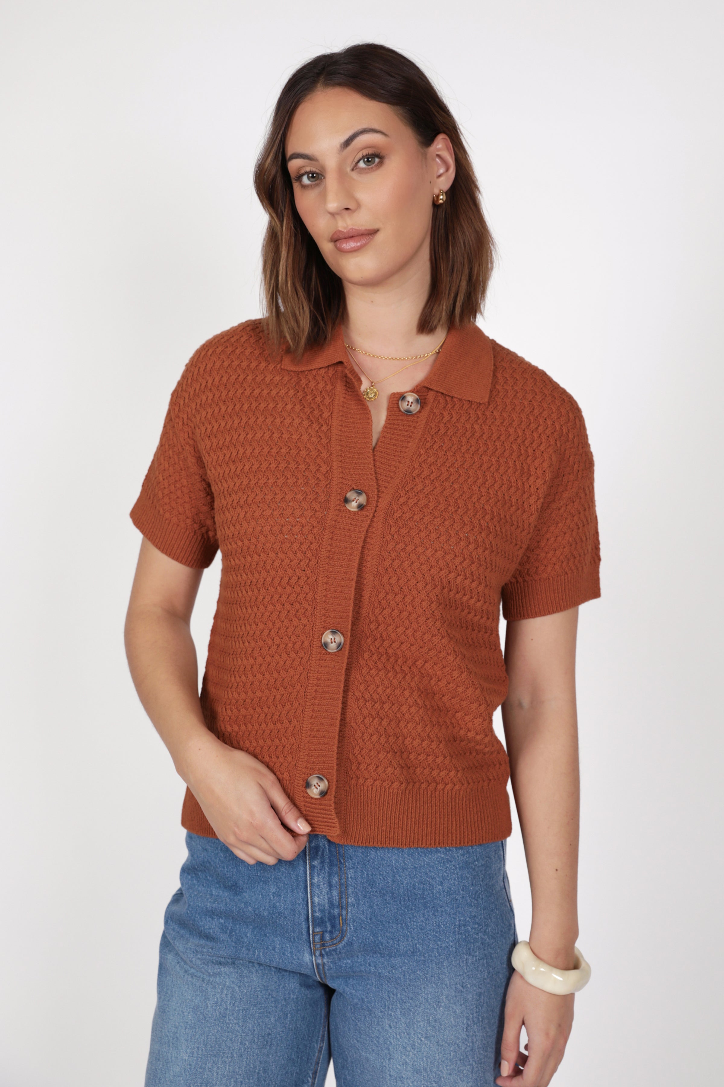 Marlow Terra Knit Shirt Rust