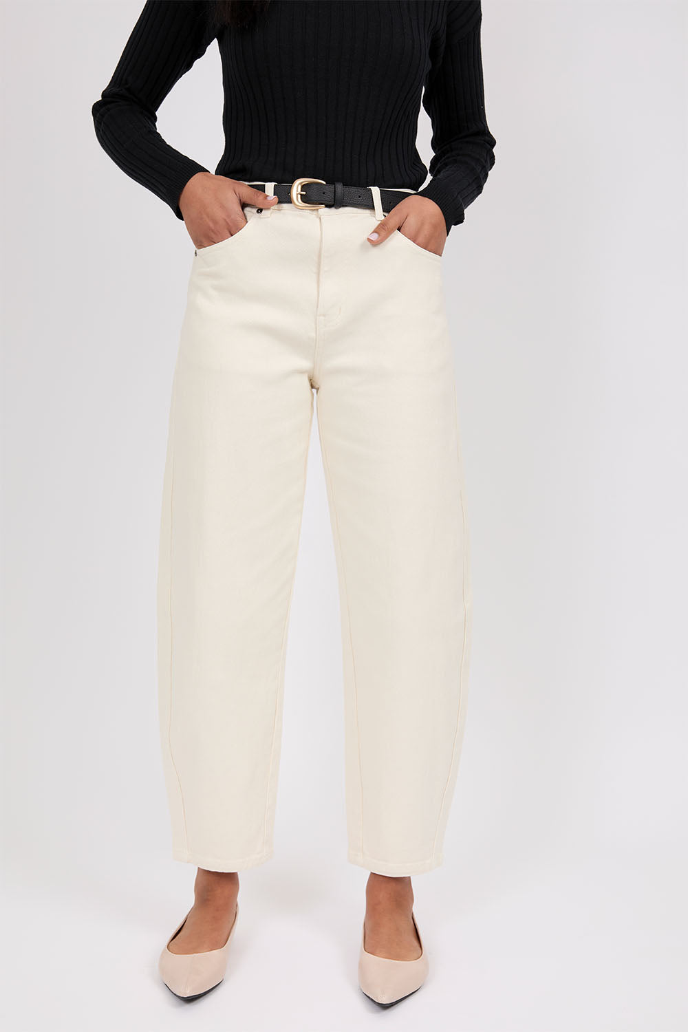 Marlow Curve Barrel Jeans Ecru