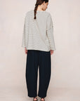 Marle Yelena Tee Ivory Black Stripe