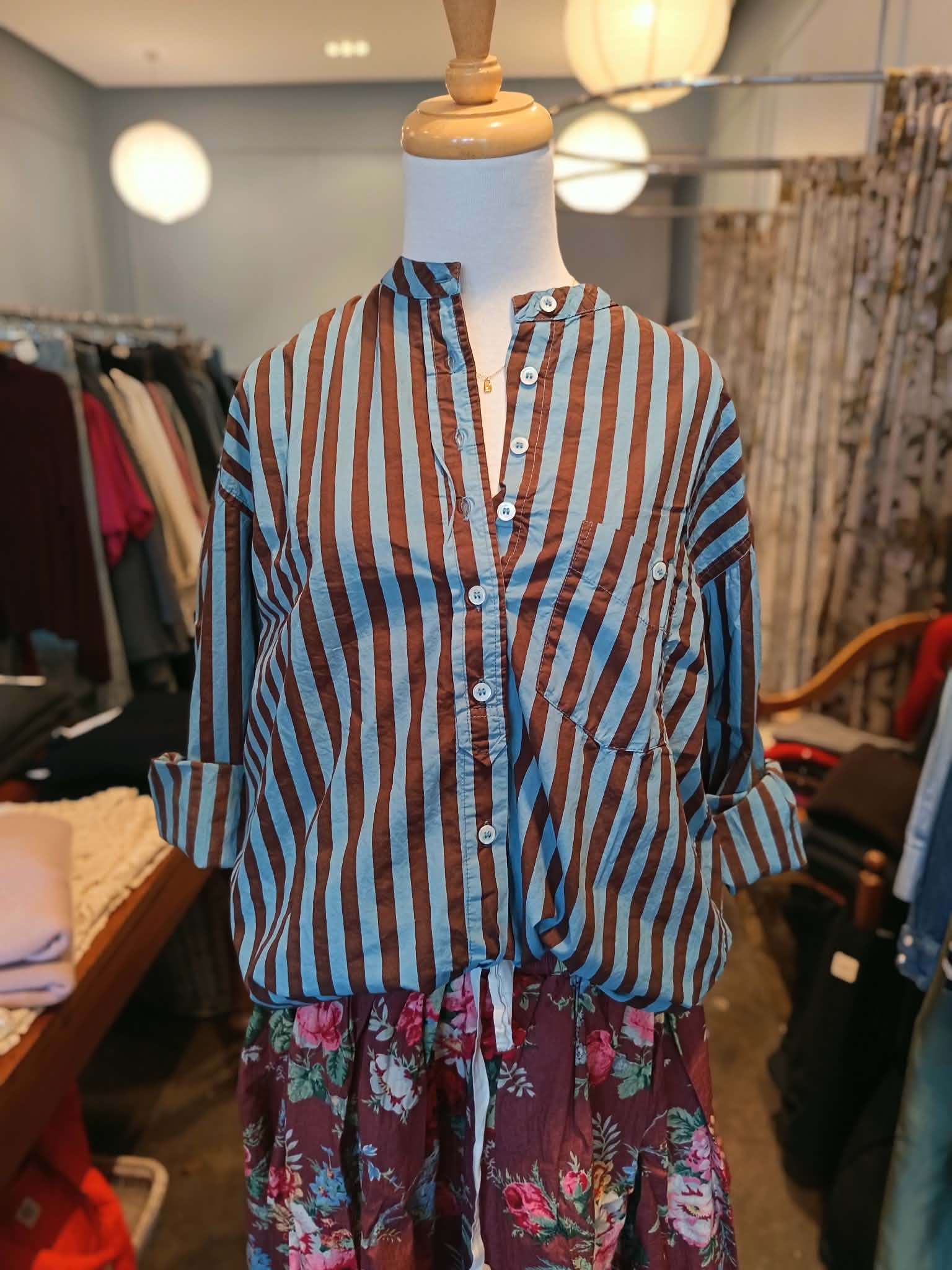 Metta Melbourne Italy Shirt Washed Denim Stripe