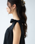 Sophie Bows Linen Dress Black