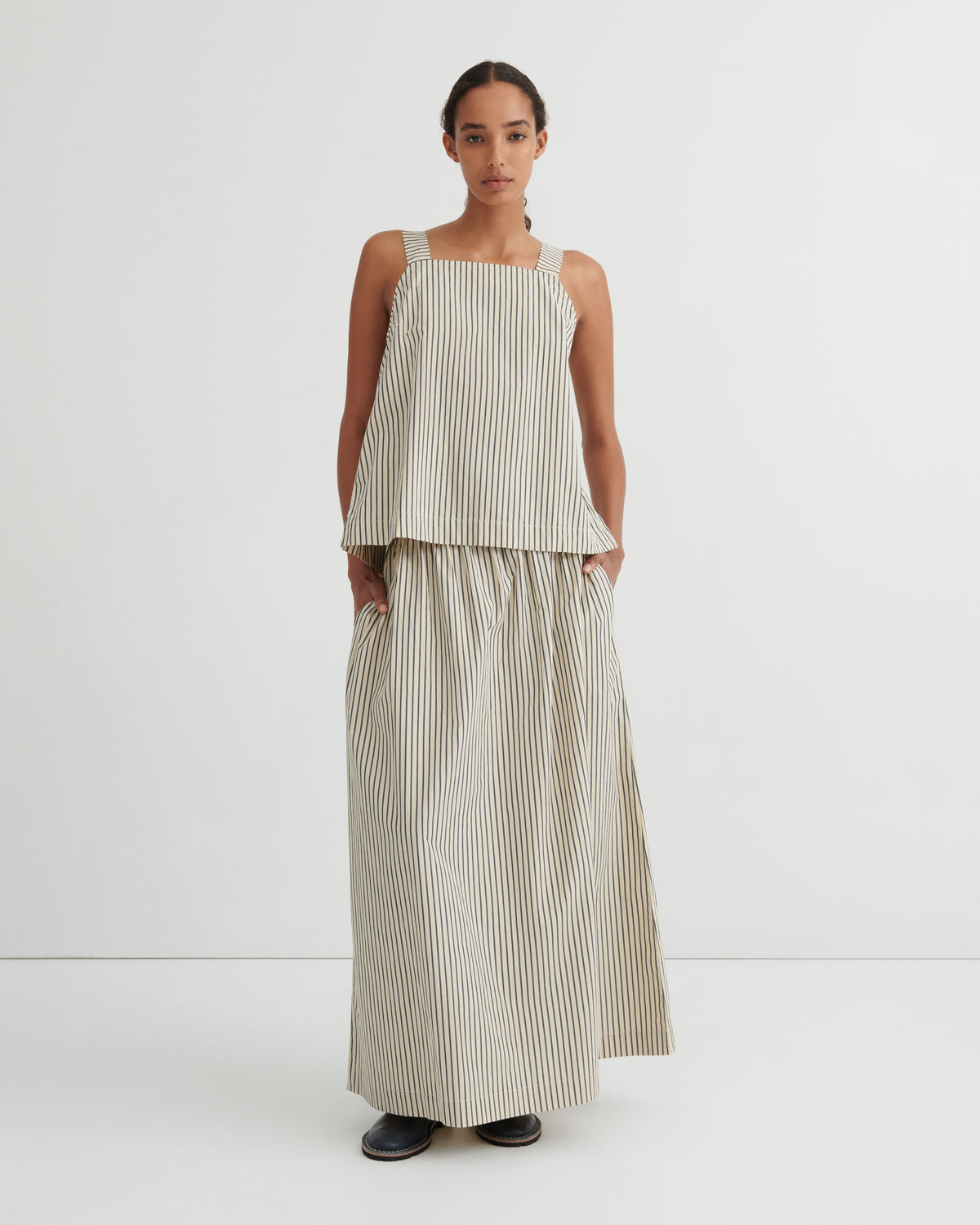 Kowtow Linear Skirt Ecru Stripe
