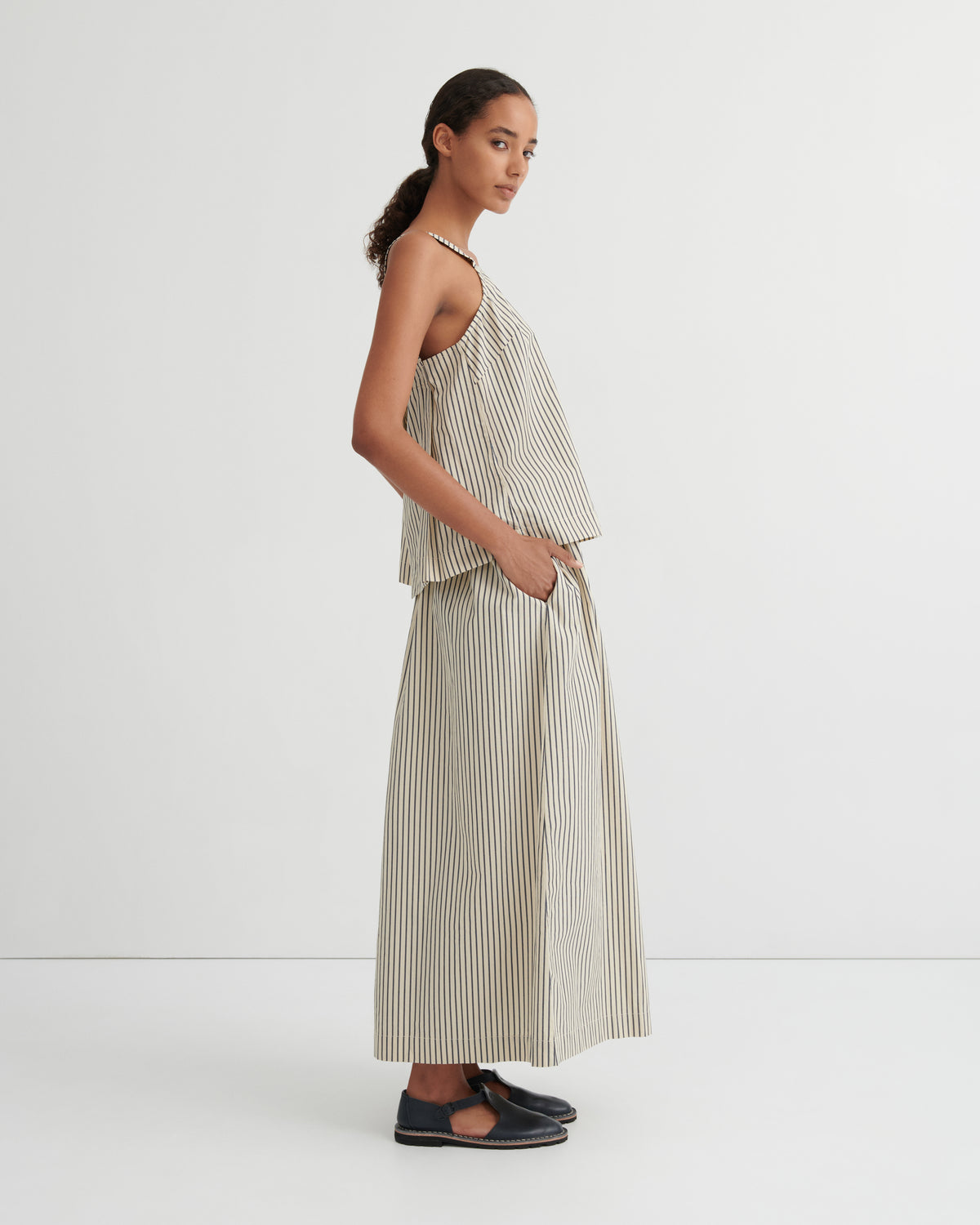 Kowtow Linear Skirt Ecru Stripe