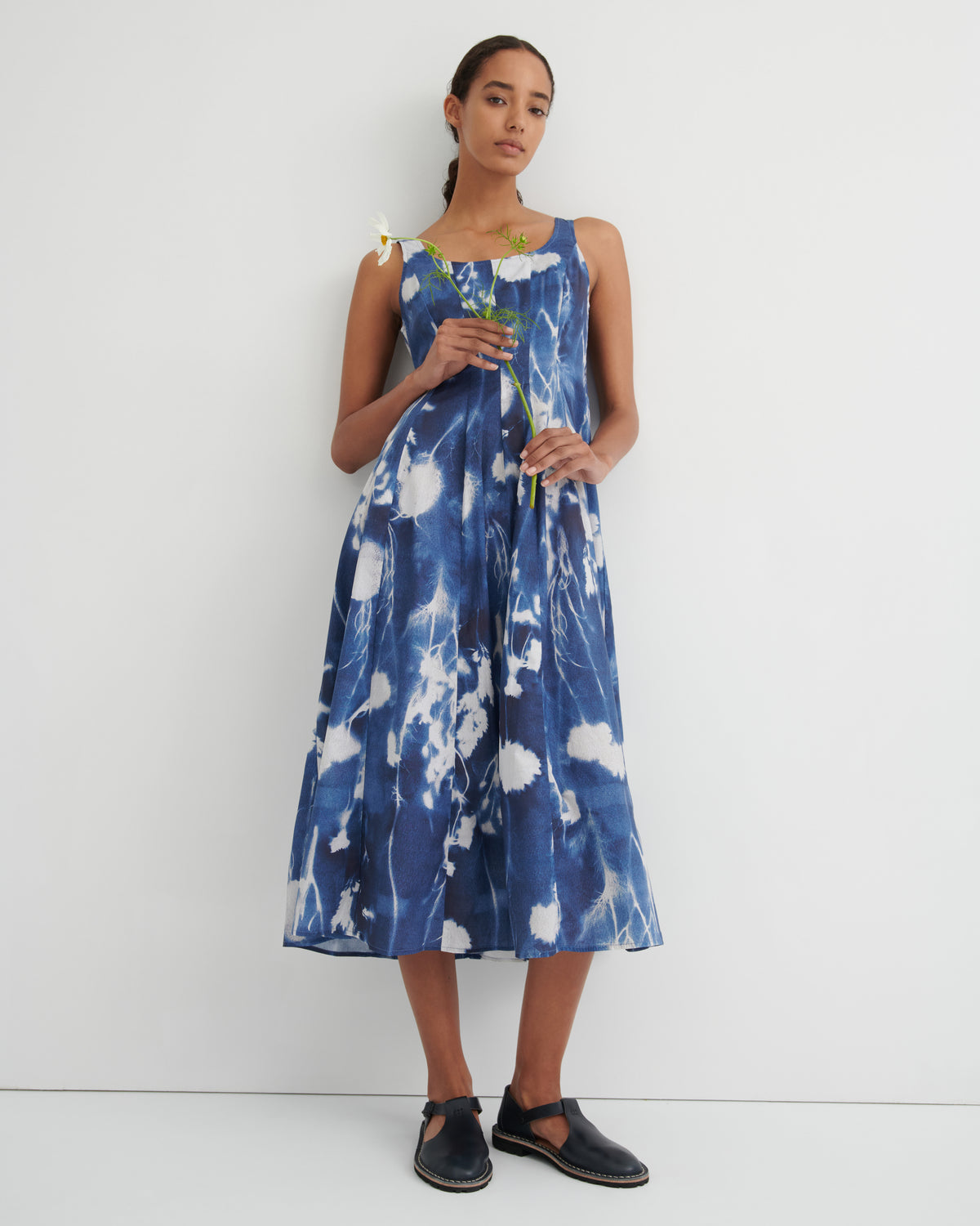 Kowtow Midnight Dress Cyanotype Floral Print