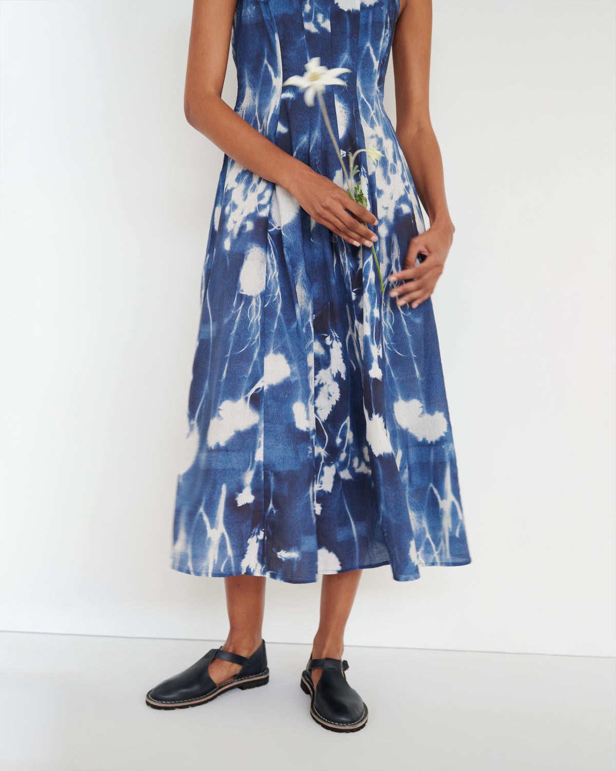 Kowtow Midnight Dress Cyanotype Floral Print