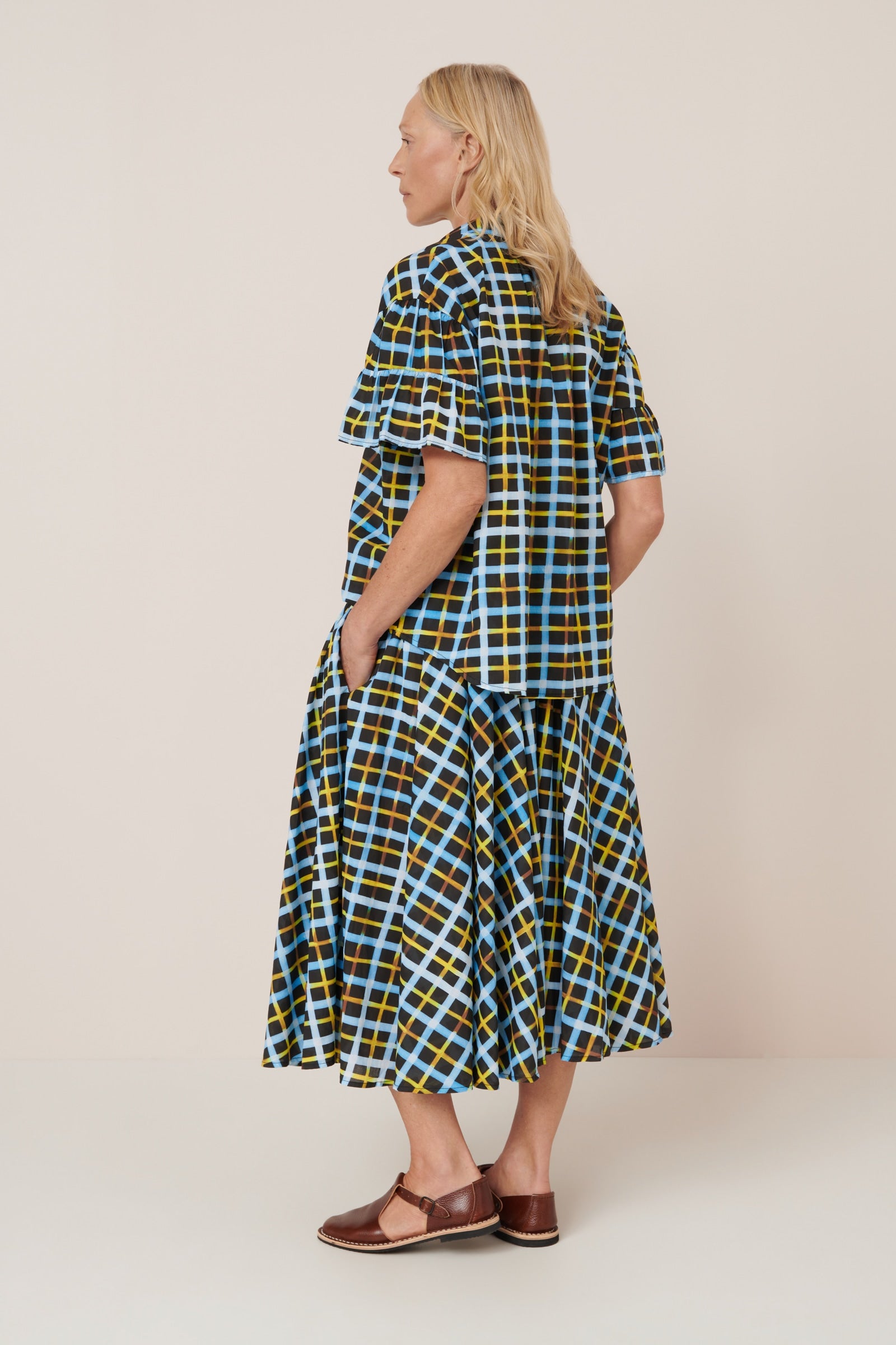 Kowtow Motion Skirt Neon Tartan