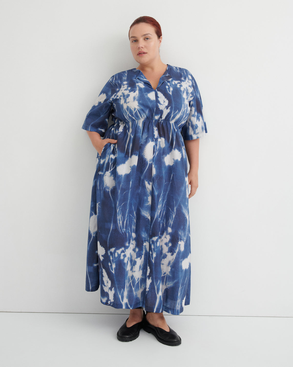 Kowtow Nigella Dress Cyanotype Floral Print
