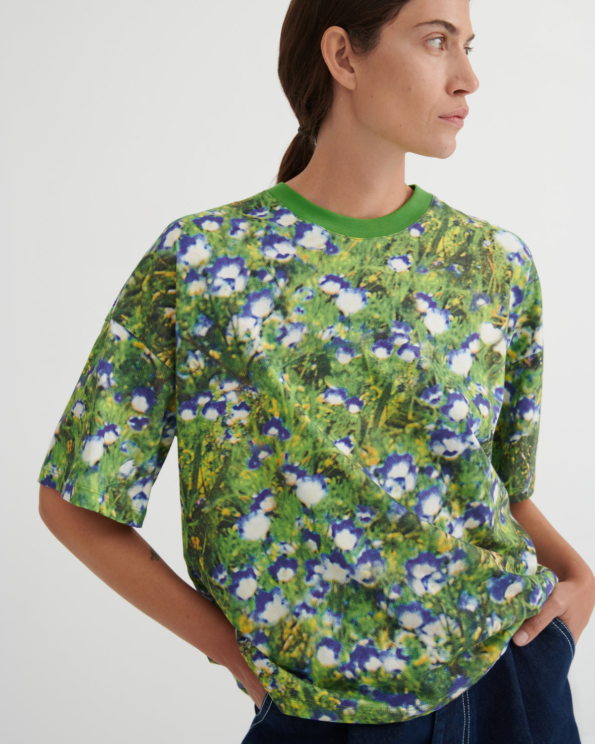 Kowtow Oversized Boxy Tee Bluebell Print