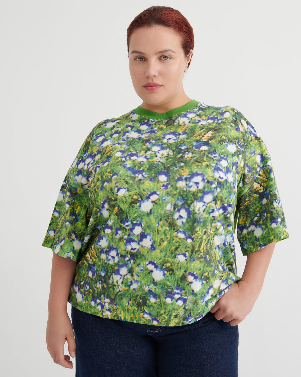Kowtow Oversized Boxy Tee Bluebell Print