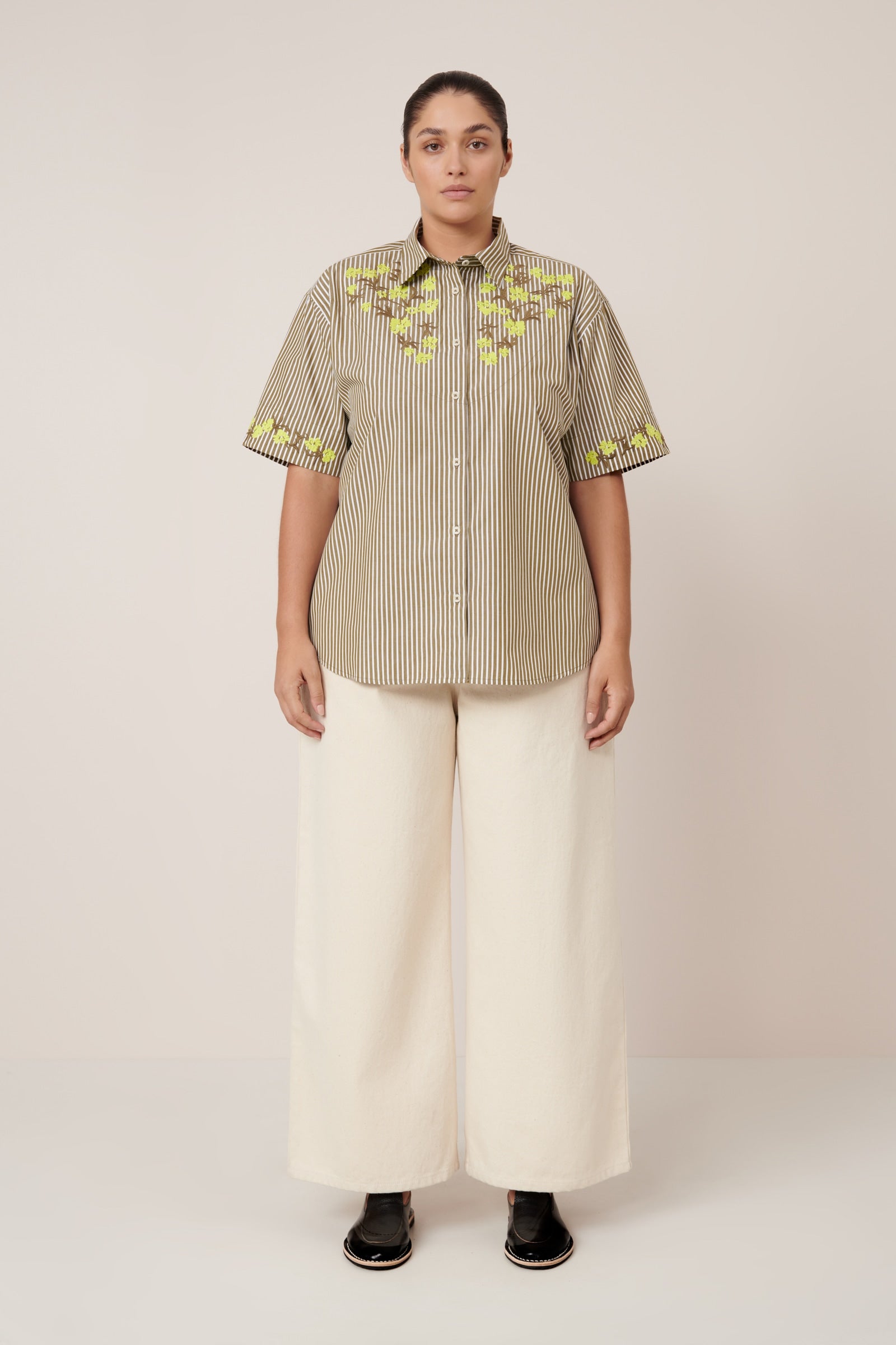 Kowtow Wildflower Shirt Treetop Stripe